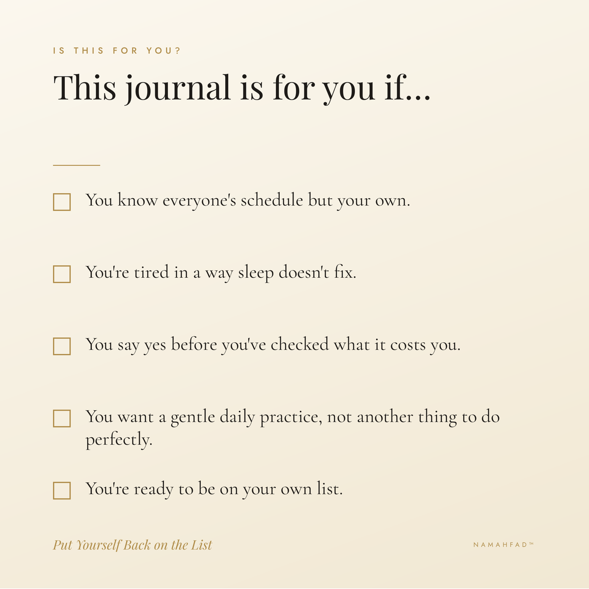 Put Yourself Back on the List: A 30-Day Guided Journal for Women Who Are Always Last on Their Own To-Do List