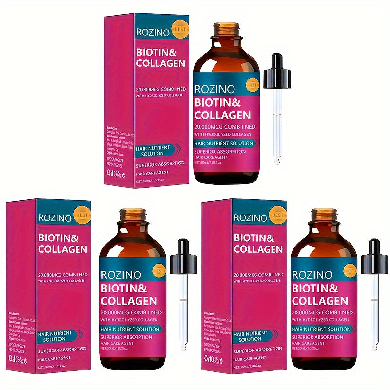 3pcs1.01oz Biotin Keratin Hair Care Essential Oil Combination Set, Rich In Biotin, Deeply Moisturizes And Nourishes Hair, Making It Soft, Smooth And Non Greasy. It Is a Must-Have for Autumn And Winter Hair Care
