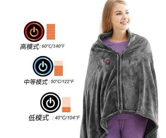 Winter Flannel USB Heated Blanket Electric Plush Shawl Cold Protection Body Warmer