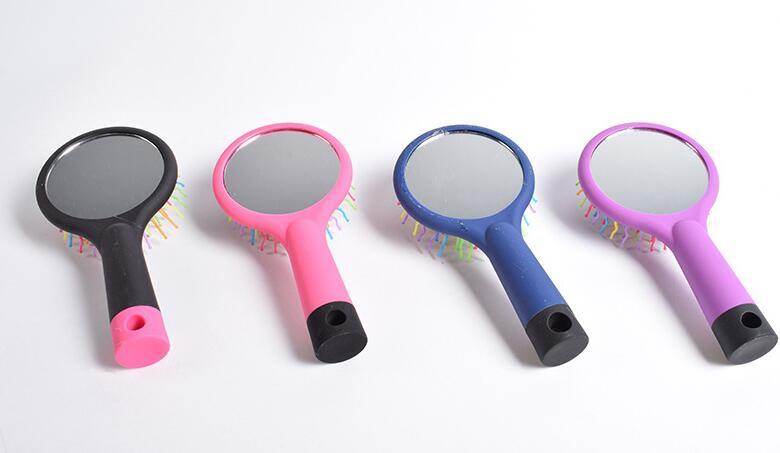 Anti-Static Detangler Comb - Magic Rainbow Volume Wave Massage Brush for Straight Hair Styling with Mirror - NamafadStore