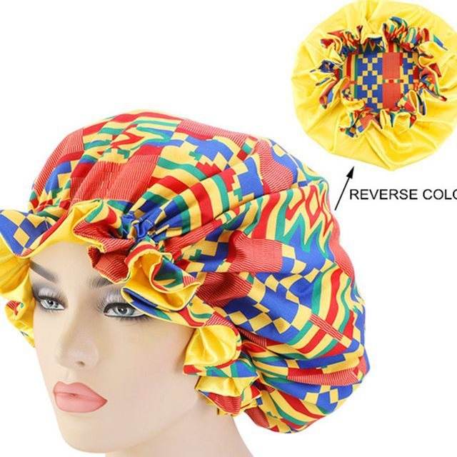 African Ankara Print Bonnet Women Night Sleep Cap - Stylish & Comfortable Sleep Accessory - NamafadStore