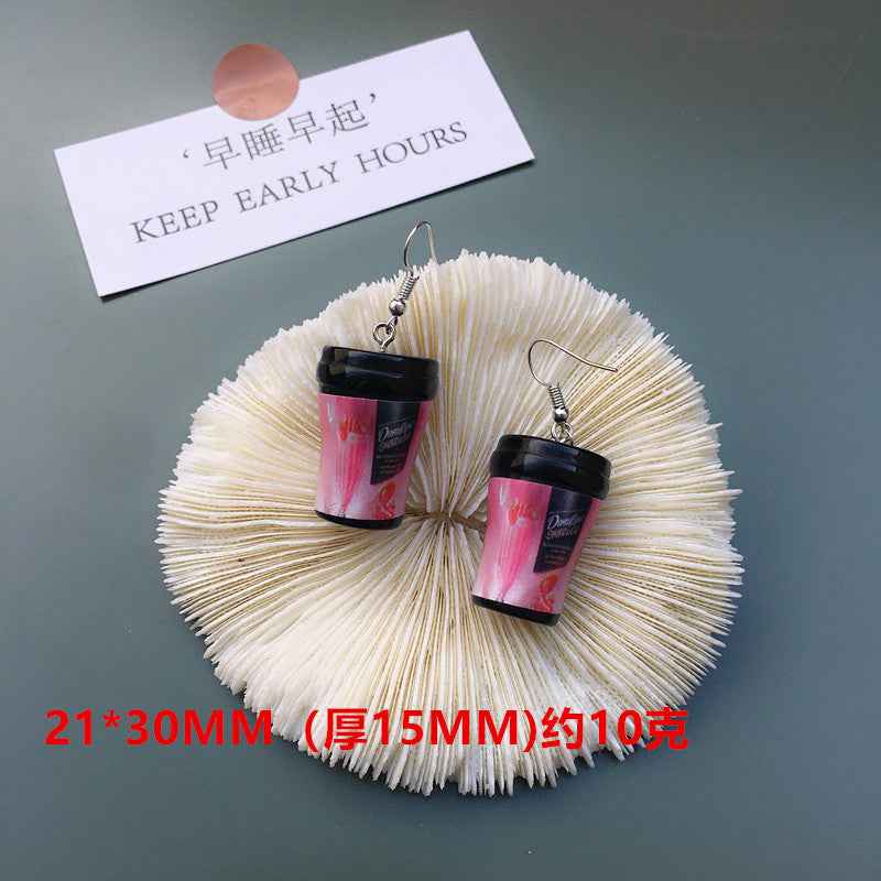 Women Earring Made Cute Girls Eardrop Funny Gift Sweet Handmade Cartoons Mini Fruit Drink Ham Sausage Toothpaste Shampoo