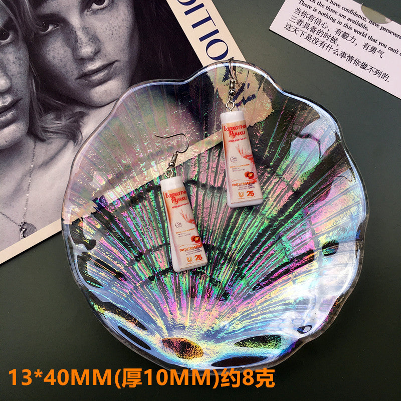 Women Earring Made Cute Girls Eardrop Funny Gift Sweet Handmade Cartoons Mini Fruit Drink Ham Sausage Toothpaste Shampoo