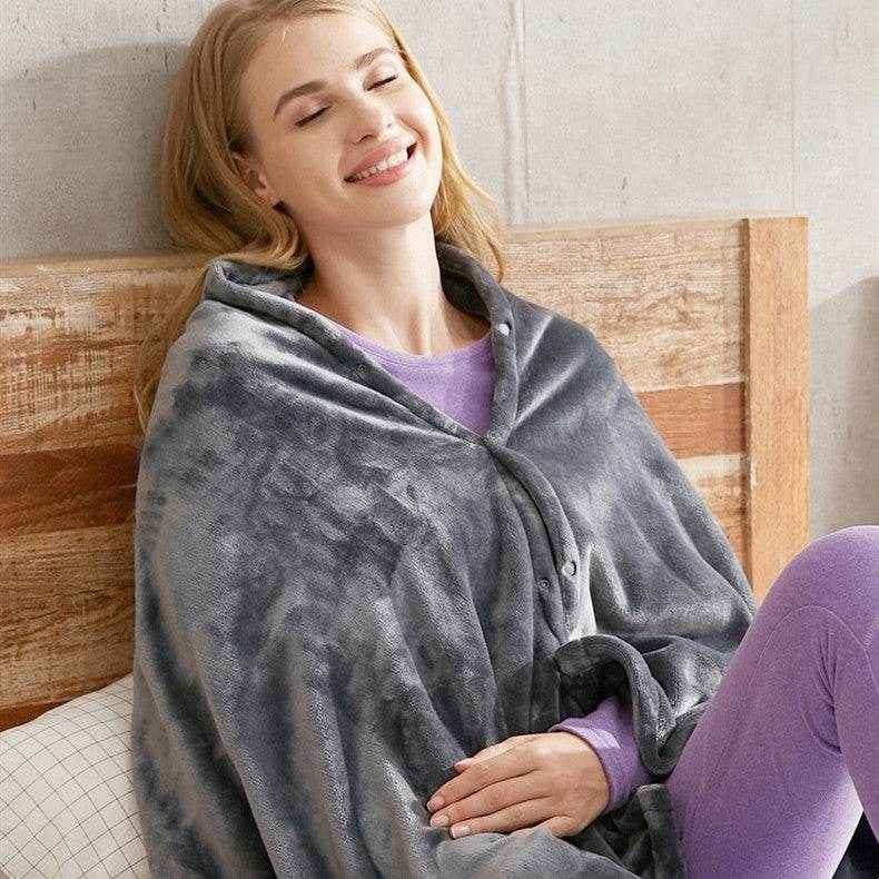 Winter Flannel USB Heated Blanket Electric Plush Shawl Cold Protection Body Warmer