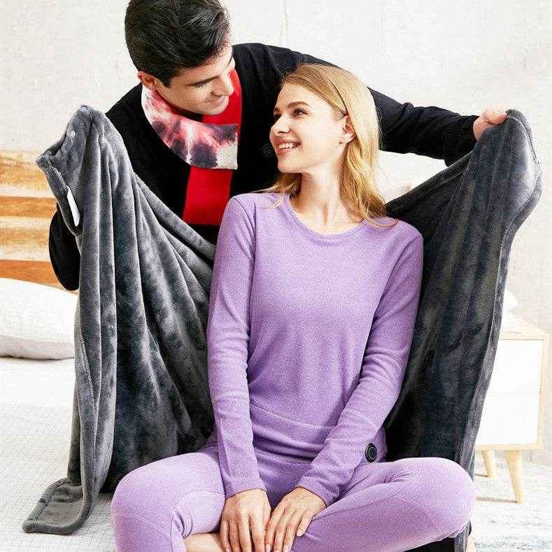 Winter Flannel USB Heated Blanket Electric Plush Shawl Cold Protection Body Warmer