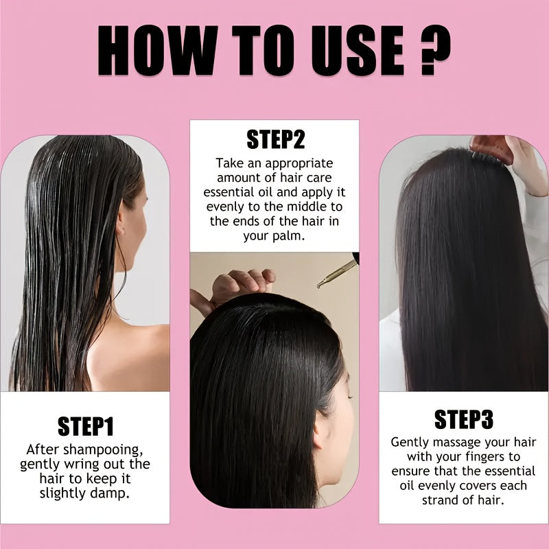 3pcs1.01oz Biotin Keratin Hair Care Essential Oil Combination Set, Rich In Biotin, Deeply Moisturizes And Nourishes Hair, Making It Soft, Smooth And Non Greasy. It Is a Must-Have for Autumn And Winter Hair Care