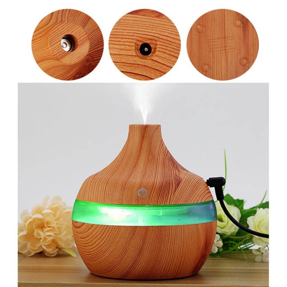 Wood Grain Aromatherapy Diffuser USB Humidifier with Essential Oil Aroma Purification for Home - NamafadStore