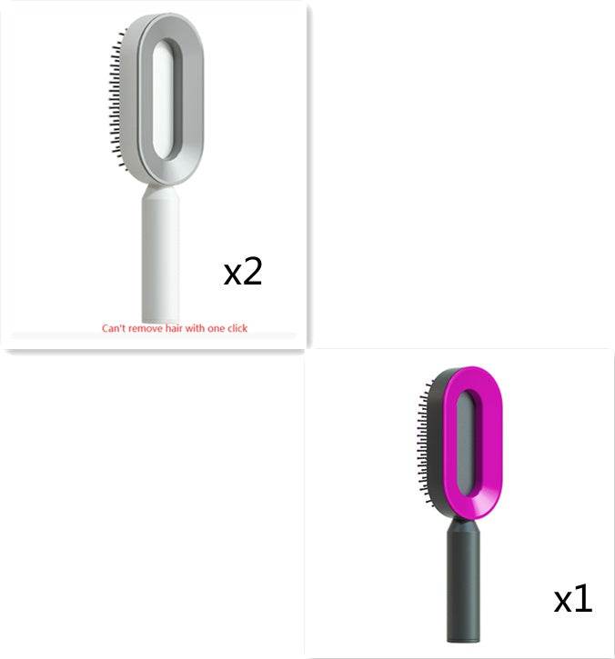 Self Cleaning Hair Brush For Women One-key Cleaning Hair Loss Airbag Massage Scalp Comb Anti-Static Hairbrush - NamafadStore