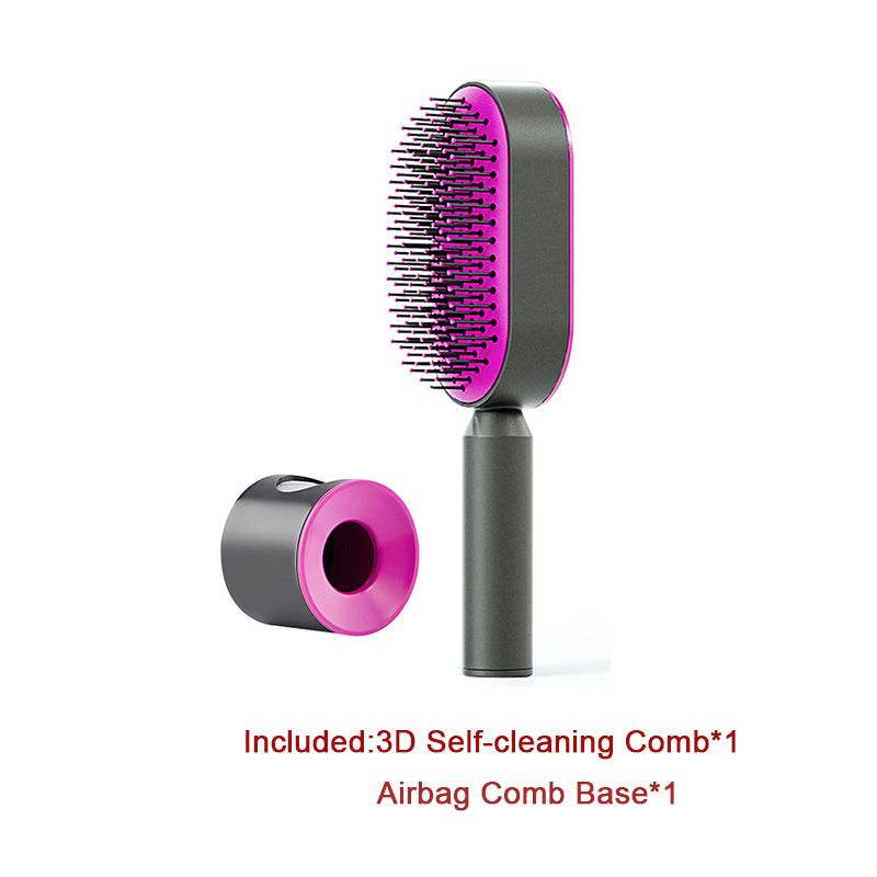Self Cleaning Hair Brush For Women One-key Cleaning Hair Loss Airbag Massage Scalp Comb Anti-Static Hairbrush - NamafadStore
