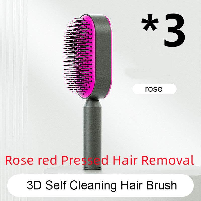 Self Cleaning Hair Brush For Women One-key Cleaning Hair Loss Airbag Massage Scalp Comb Anti-Static Hairbrush - NamafadStore