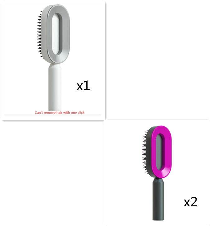 Self Cleaning Hair Brush For Women One-key Cleaning Hair Loss Airbag Massage Scalp Comb Anti-Static Hairbrush - NamafadStore