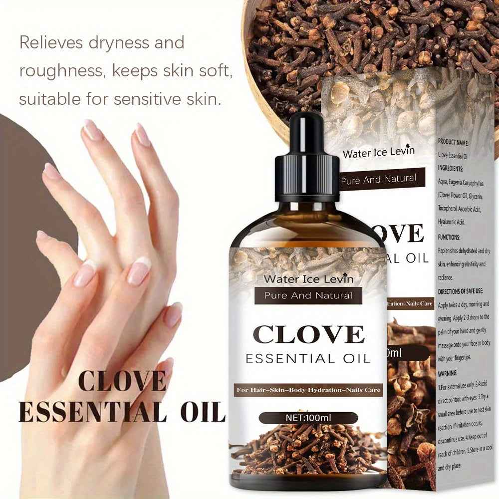100Ml Clove Essential Oil Multi-Purpose Essential Oil for Face, Body And Hair - Plant Aromatic Essential Oil for Dry Skin, Scalp And Nails