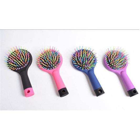 Anti-Static Detangler Comb - Magic Rainbow Volume Wave Massage Brush for Straight Hair Styling with Mirror - NamafadStore