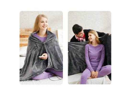 Winter Flannel USB Heated Blanket Electric Plush Shawl Cold Protection Body Warmer