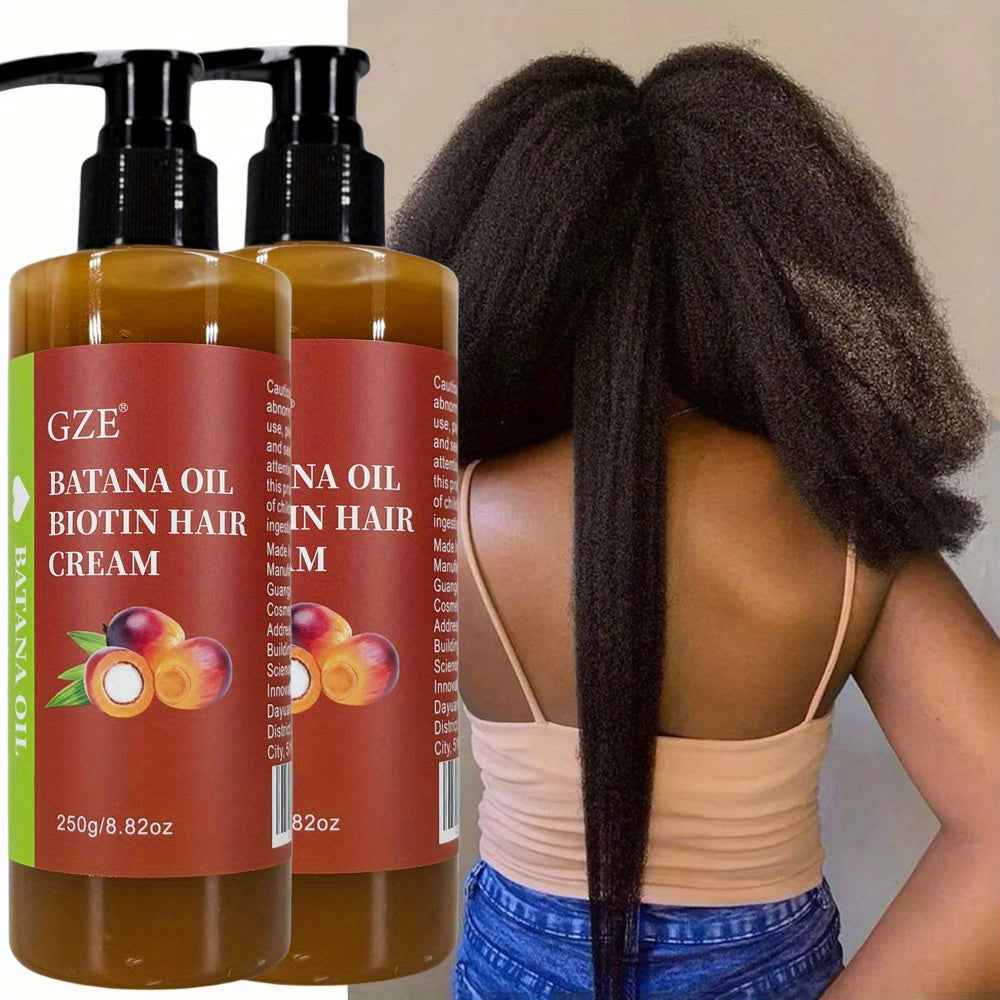 2 Pack GZE Batana Oil Biotin Hair Cream Strong Hair Anti-Breakage Split Ends y for Dry Hair