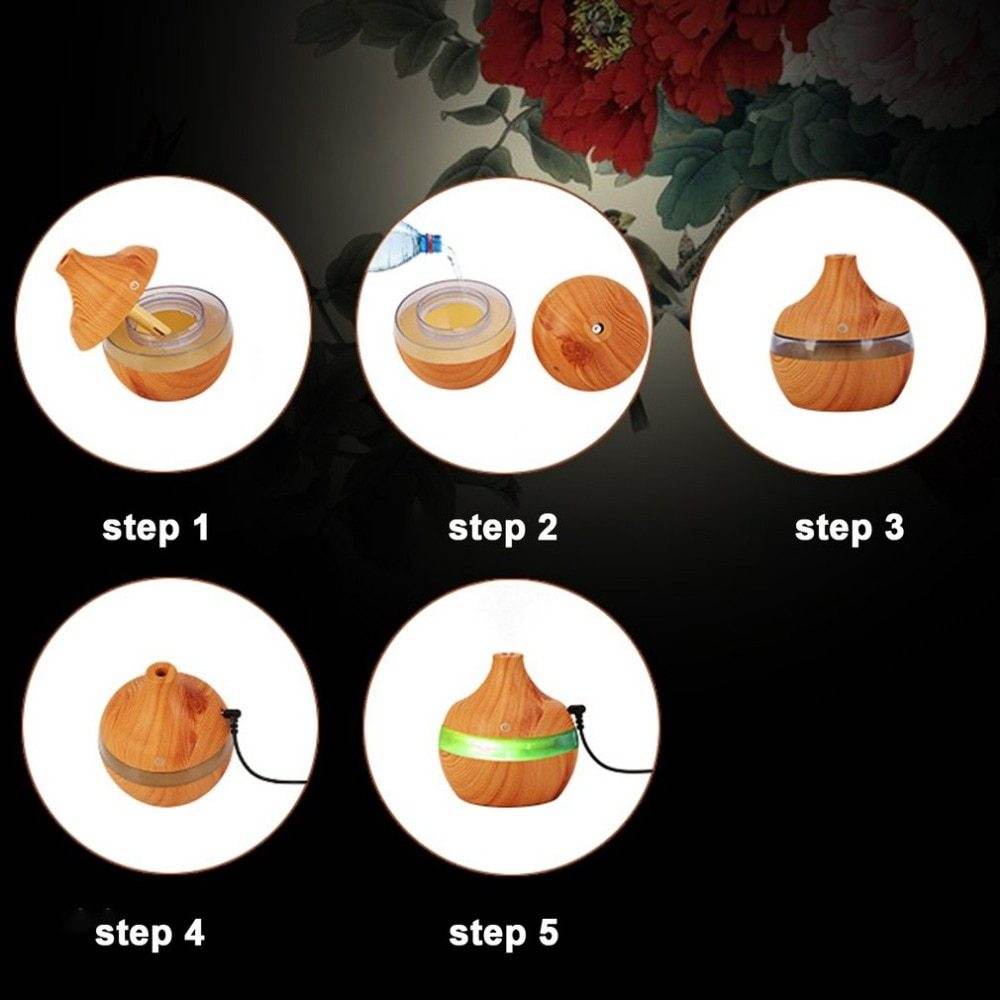 Wood Grain Aromatherapy Diffuser USB Humidifier with Essential Oil Aroma Purification for Home - NamafadStore