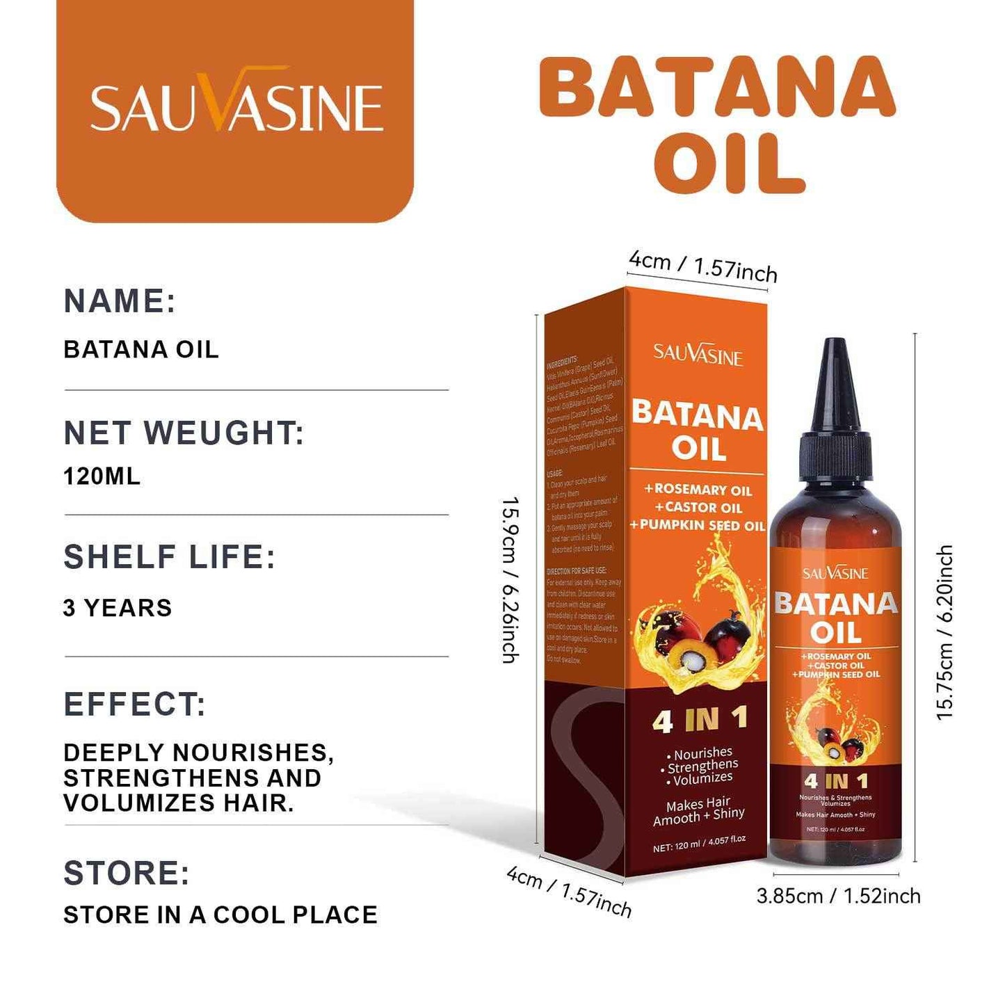 120ml Batana Oil – Moisturizing, Repairing & Anti-Hair Loss Strengthening Hair Oil