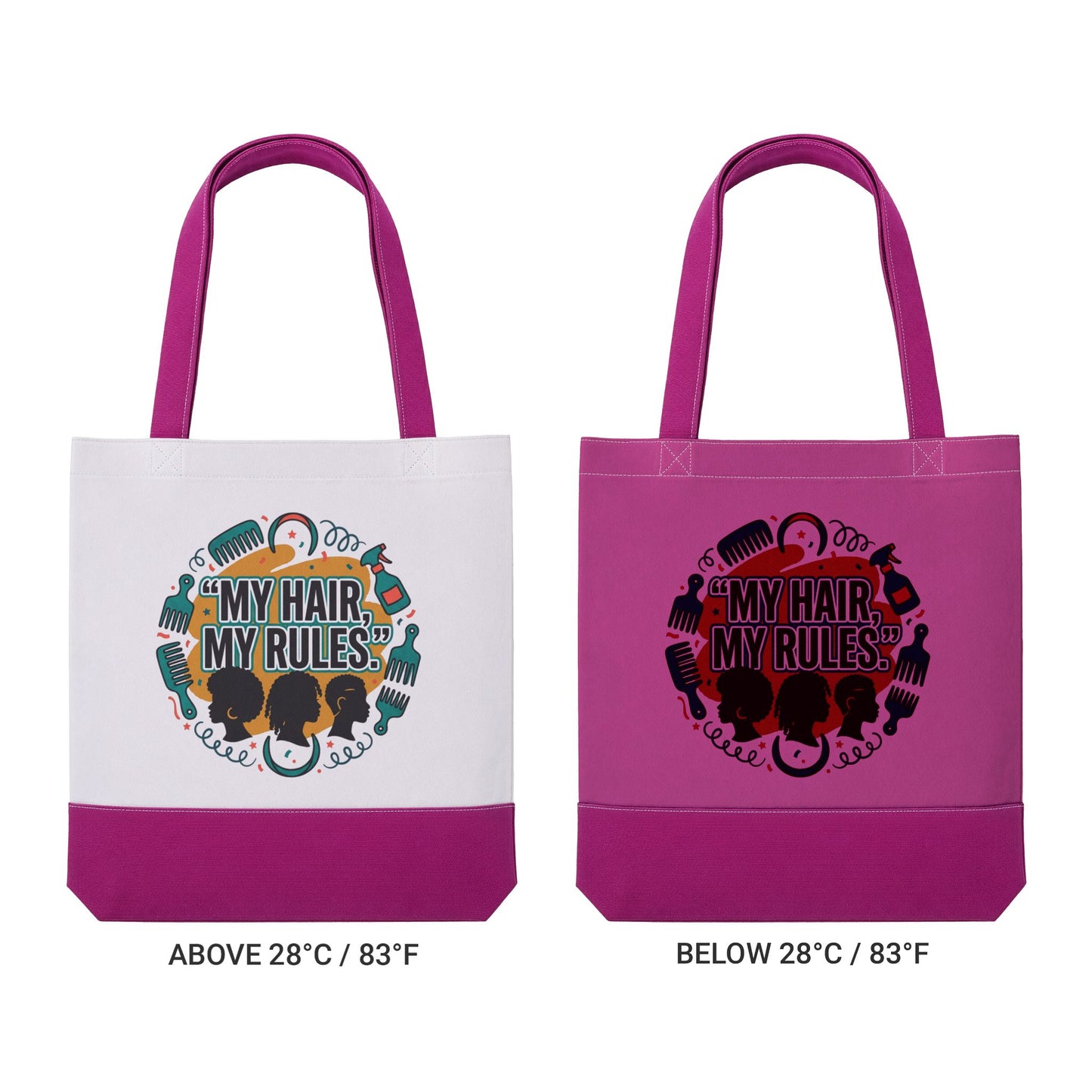 Thermochromic Tote Bag — "My Hair, My Rules" Heat-Activated Canvas Tote