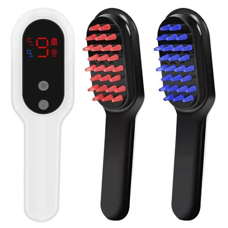 Electric Head Massager with Magnetic Therapy, Hair Growth Comb, Blue Red Light Scalp Massage Brush for Fatigue and Pressure Relief, LED Display - NamafadStore