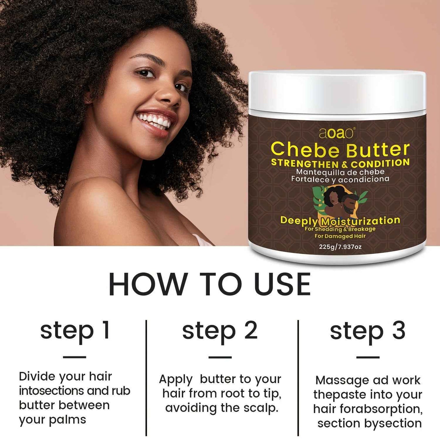 Moisturizing Chebe Cream with Natural Ingredients, Featuring Keratin, Jojoba Seed Oil, And Castor Oil, Designed to Deeply Nourish And Protect Damaged Hair