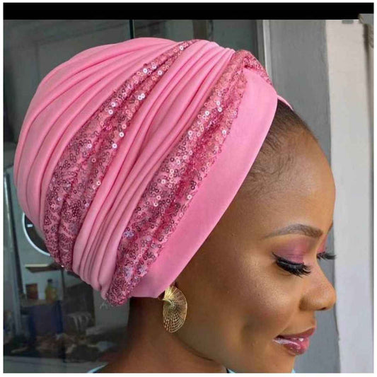 Garbled Cloth Sequined African Baotou Muslim Hat - Unique Style and Comfort - NamafadStore