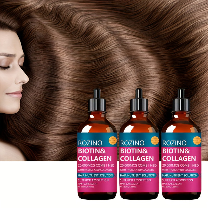 3pcs1.01oz Biotin Keratin Hair Care Essential Oil Combination Set, Rich In Biotin, Deeply Moisturizes And Nourishes Hair, Making It Soft, Smooth And Non Greasy. It Is a Must-Have for Autumn And Winter Hair Care