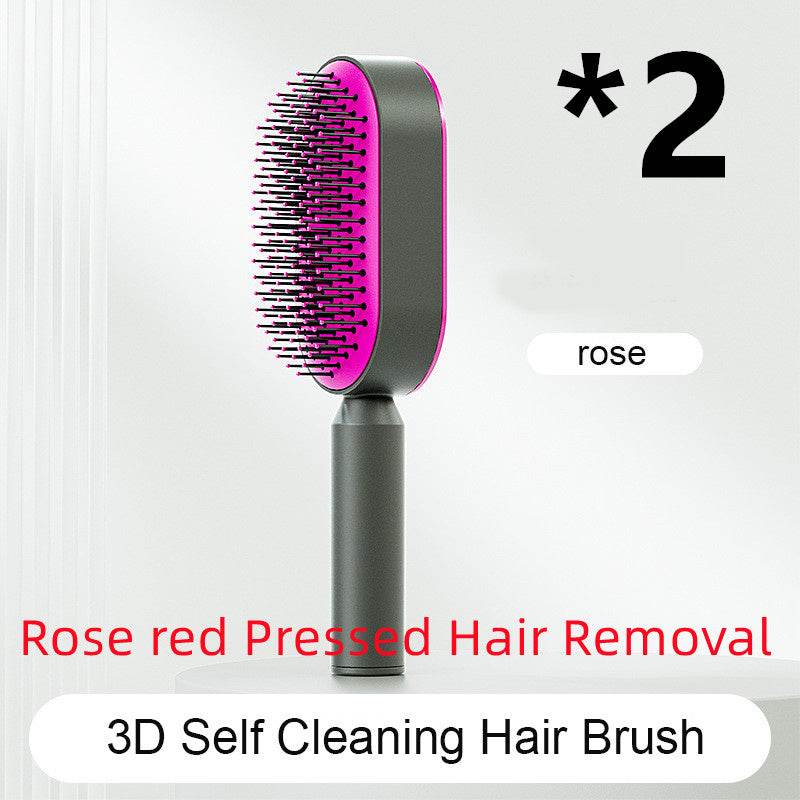 Self Cleaning Hair Brush For Women One-key Cleaning Hair Loss Airbag Massage Scalp Comb Anti-Static Hairbrush - NamafadStore