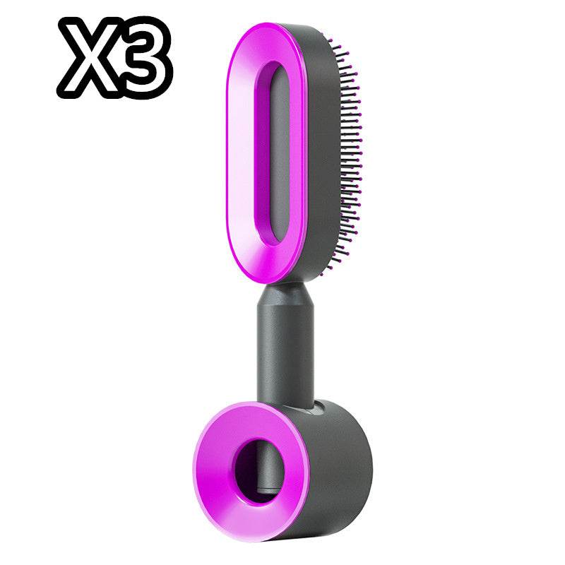 Self Cleaning Hair Brush For Women One-key Cleaning Hair Loss Airbag Massage Scalp Comb Anti-Static Hairbrush - NamafadStore