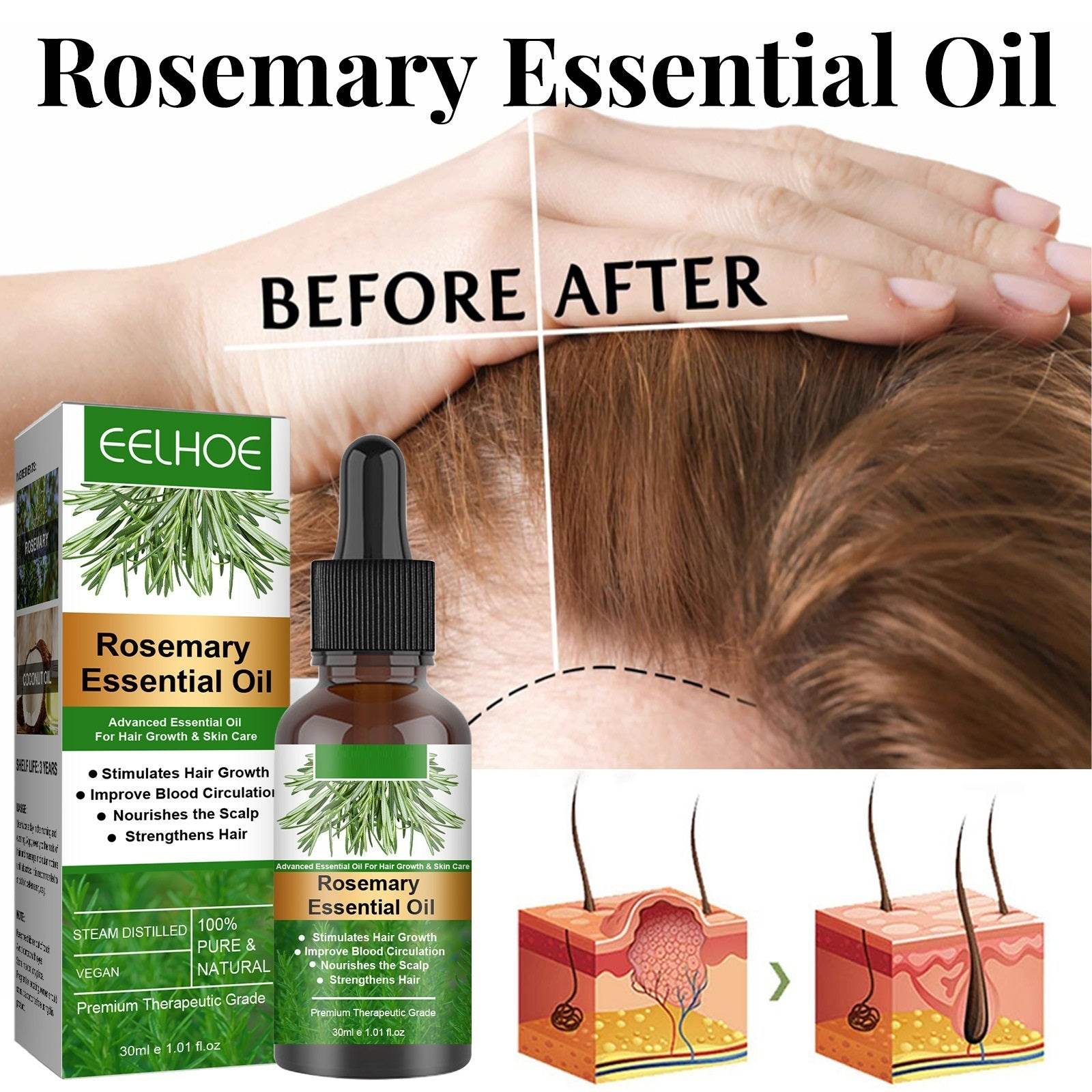 Rosemary Hair Growth Oil for Hair Loss Prevention and Scalp Nourishment - NamafadStore