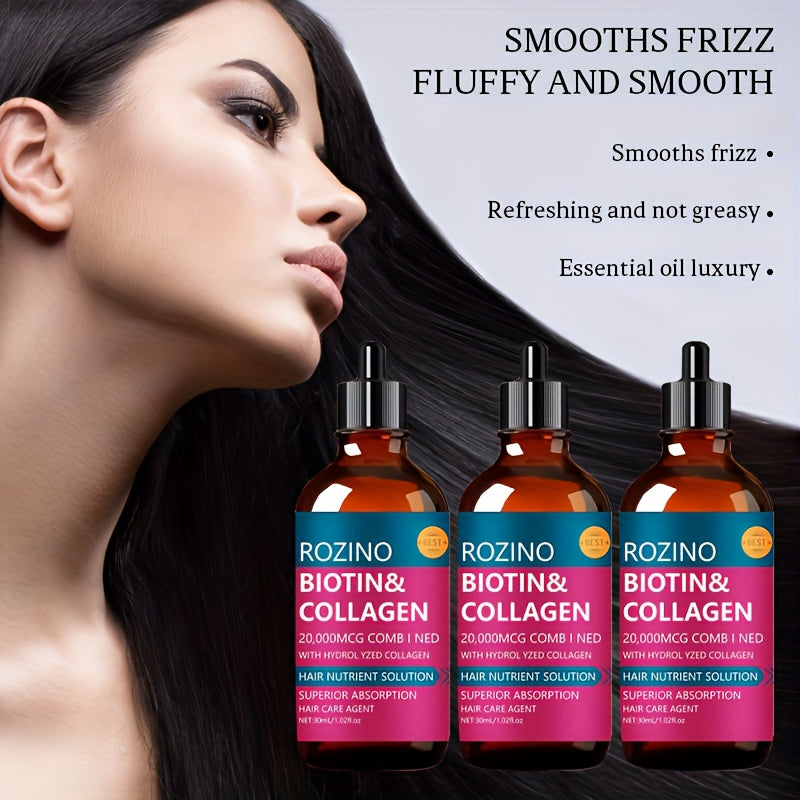 3pcs1.01oz Biotin Keratin Hair Care Essential Oil Combination Set, Rich In Biotin, Deeply Moisturizes And Nourishes Hair, Making It Soft, Smooth And Non Greasy. It Is a Must-Have for Autumn And Winter Hair Care