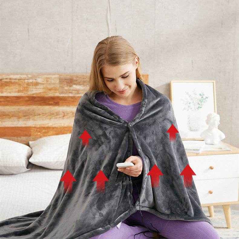 Winter Flannel USB Heated Blanket Electric Plush Shawl Cold Protection Body Warmer
