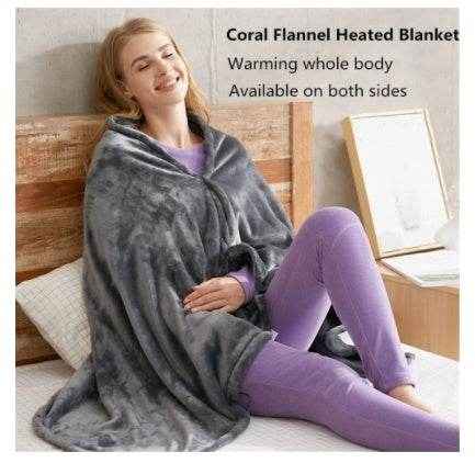 Winter Flannel USB Heated Blanket Electric Plush Shawl Cold Protection Body Warmer