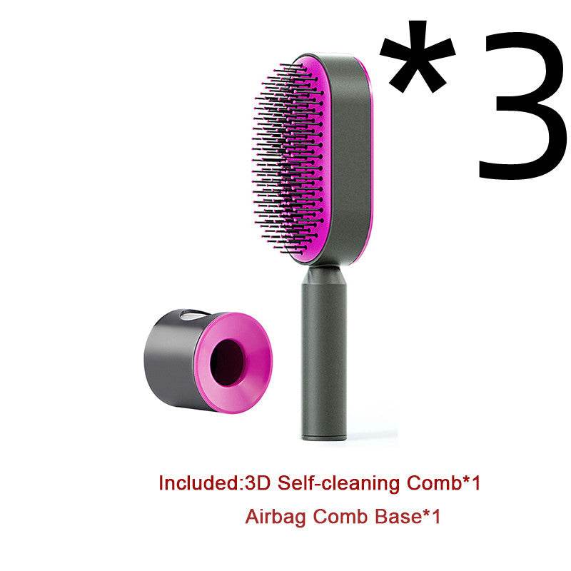 Self Cleaning Hair Brush For Women One-key Cleaning Hair Loss Airbag Massage Scalp Comb Anti-Static Hairbrush - NamafadStore