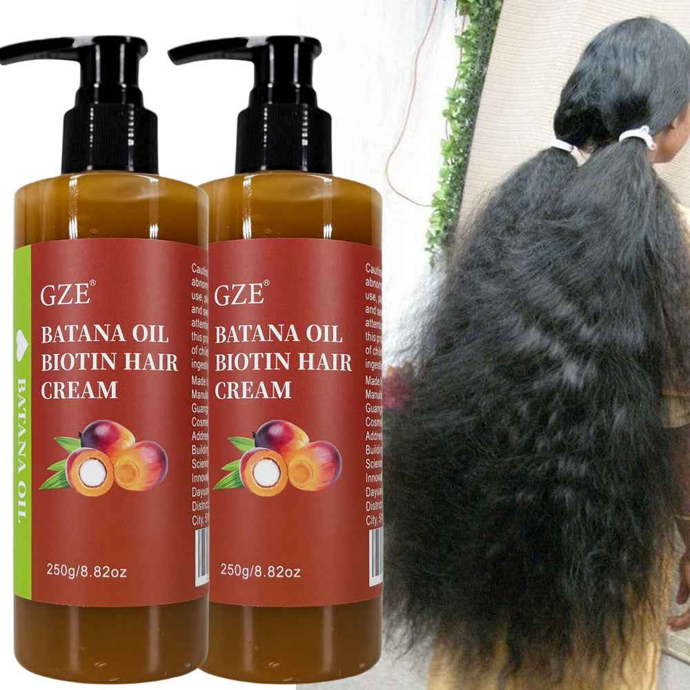 2 Pack GZE Batana Oil Biotin Hair Cream Strong Hair Anti-Breakage Split Ends y for Dry Hair