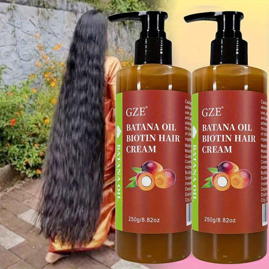 2 Pack GZE Batana Oil Biotin Hair Cream Strong Hair Anti-Breakage Split Ends y for Dry Hair
