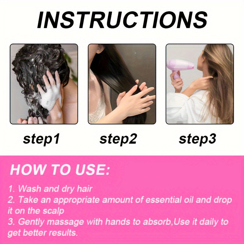 3pcs1.01oz Biotin Keratin Hair Care Essential Oil Combination Set, Rich In Biotin, Deeply Moisturizes And Nourishes Hair, Making It Soft, Smooth And Non Greasy. It Is a Must-Have for Autumn And Winter Hair Care