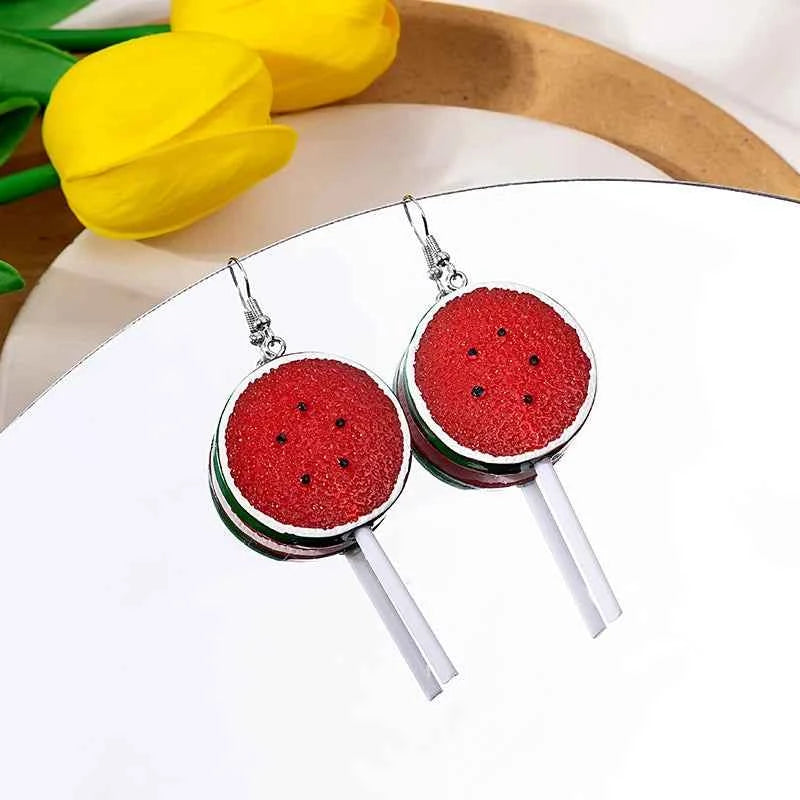 New Fashion Strawberry Cake Earrings For Women Resin Handmade Cute Watermelon Lemon Drop Earring Girl Birthday Ear Jewelry Gifts