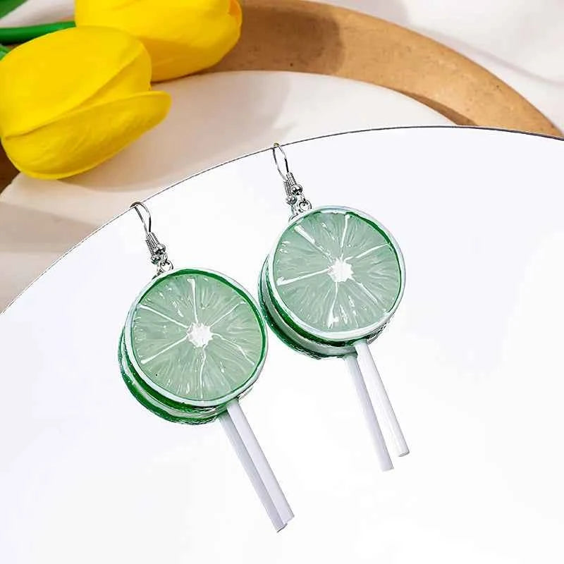 New Fashion Strawberry Cake Earrings For Women Resin Handmade Cute Watermelon Lemon Drop Earring Girl Birthday Ear Jewelry Gifts