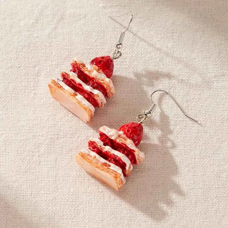 New Fashion Strawberry Cake Earrings For Women Resin Handmade Cute Watermelon Lemon Drop Earring Girl Birthday Ear Jewelry Gifts