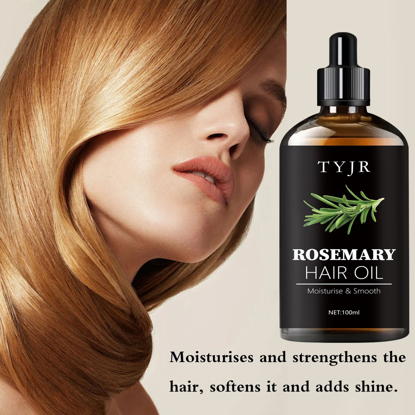 100ML Rosemary hair oil moisturizes and softens hair pure plant improves dryness essence long-lasting fragrance conditioner - NamafadStore