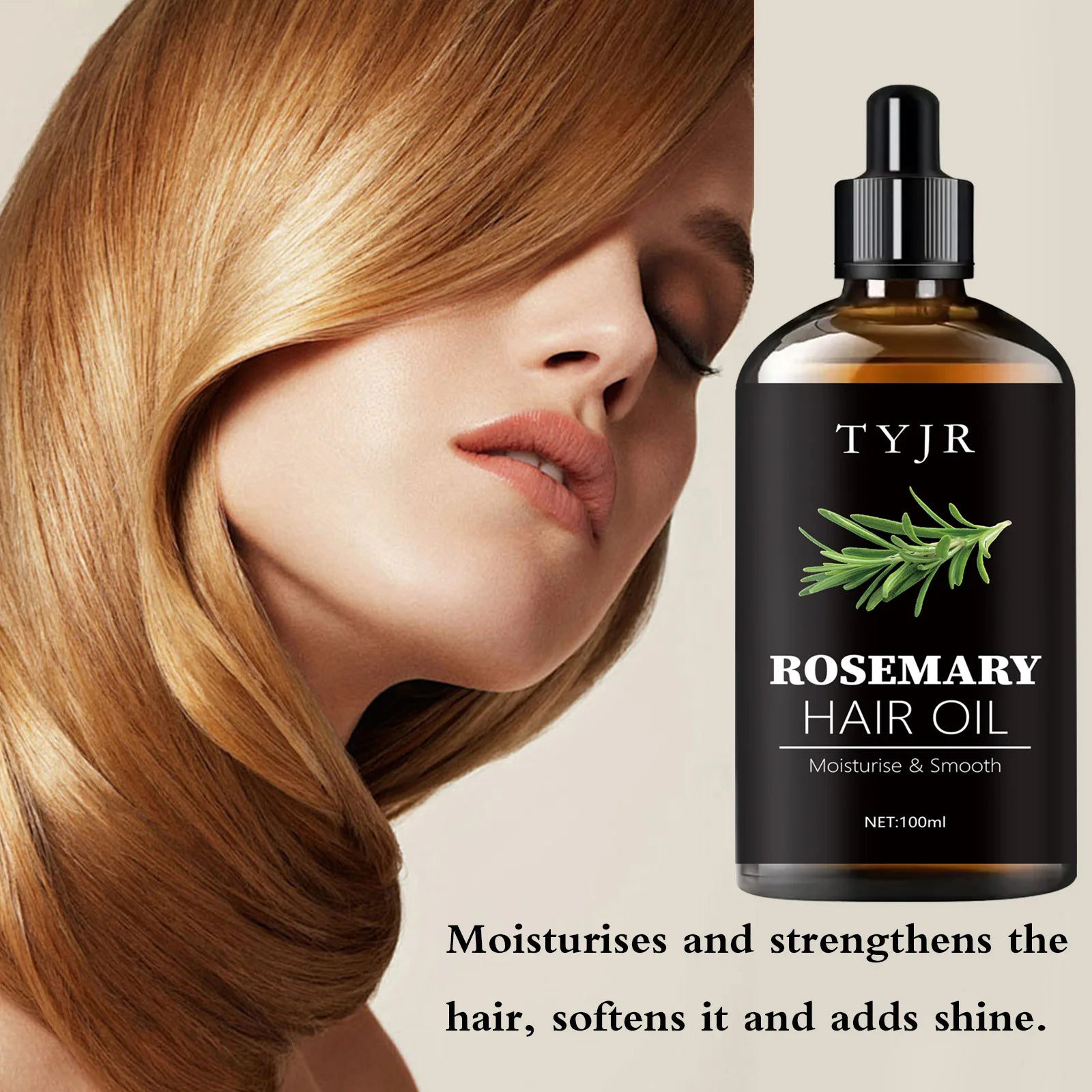 100ML Rosemary hair oil moisturizes and softens hair pure plant improves dryness essence long-lasting fragrance conditioner - NamafadStore
