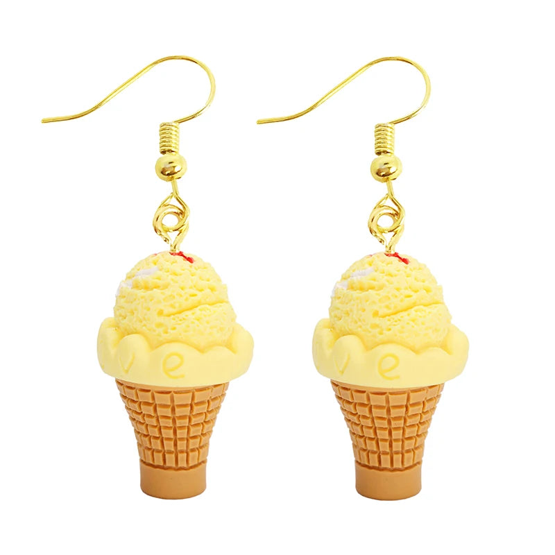 Women Earring Resin Drop Funny Custom Cute Girls Gift Eardrop Kids Food Cookies Ice Cream Bread Avocado Popcorn Chocolate