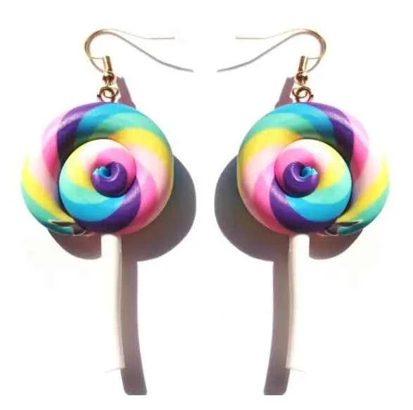 Earring For Women Resin Lollipop Drop Earrings Children Jewelry Custom Made Handmade Cute Girls Cotton Candy Gift