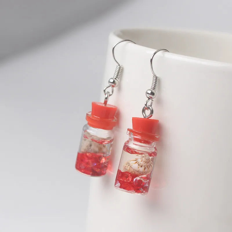 Cute Acrylic Pendants Hook Earrings Sequins Beer Bottle Women Dangle Earrings Korean Fashion Bear Small Earrings pendientes