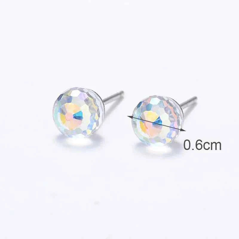 Colorful Girls 6mm Rhinestones Ball stud Earring Jewelry Crystal Stud Earrings Simple Women Multicolor Charming