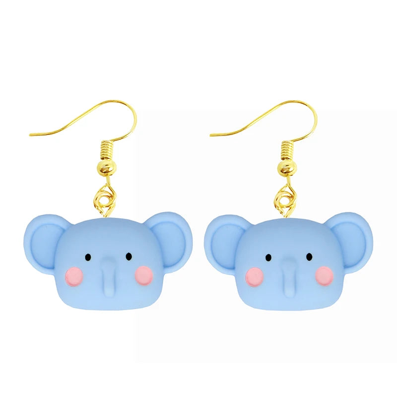 Women Earring Resin Drop Funny Custom Cute Girls Gift Eardrop Kids Animal Duck Frog Rabbit Owl Cub Gummy Flamingo