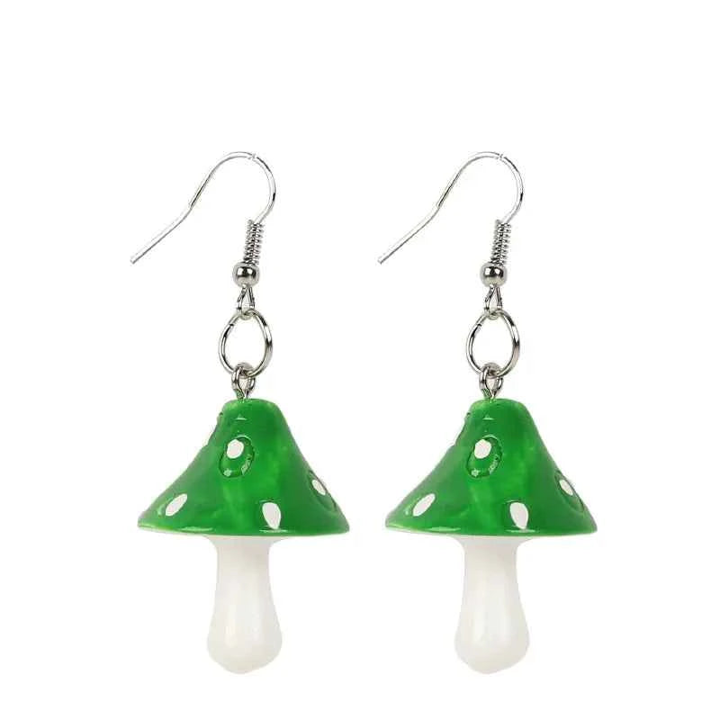 Sweet Resin Mushroom Earrings Handmade Plastic Simulation Mushroom Long Pendant Earring Jewelry For Women Girls Gift