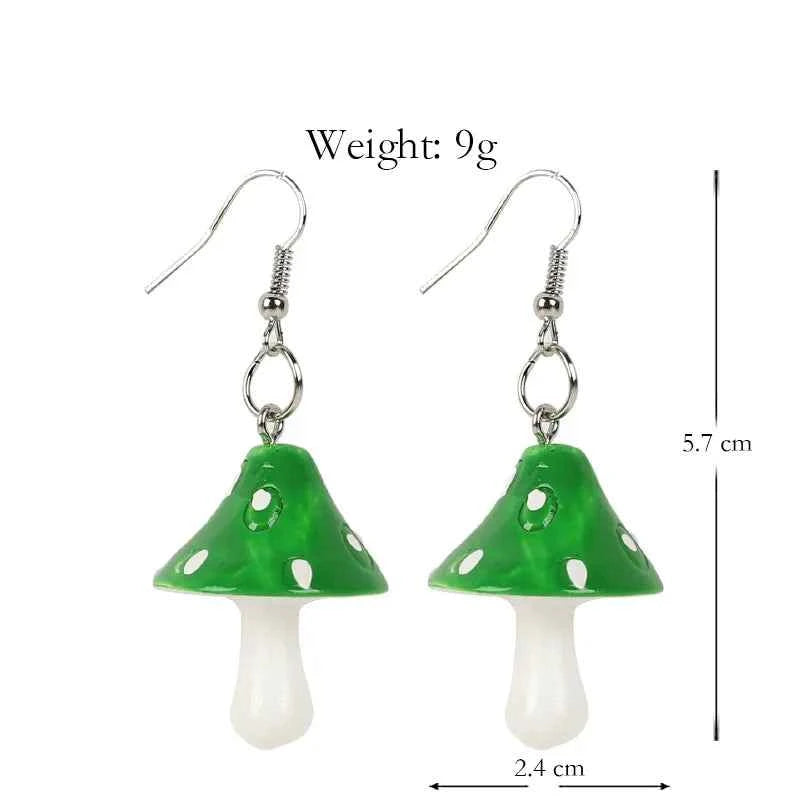Sweet Resin Mushroom Earrings Handmade Plastic Simulation Mushroom Long Pendant Earring Jewelry For Women Girls Gift