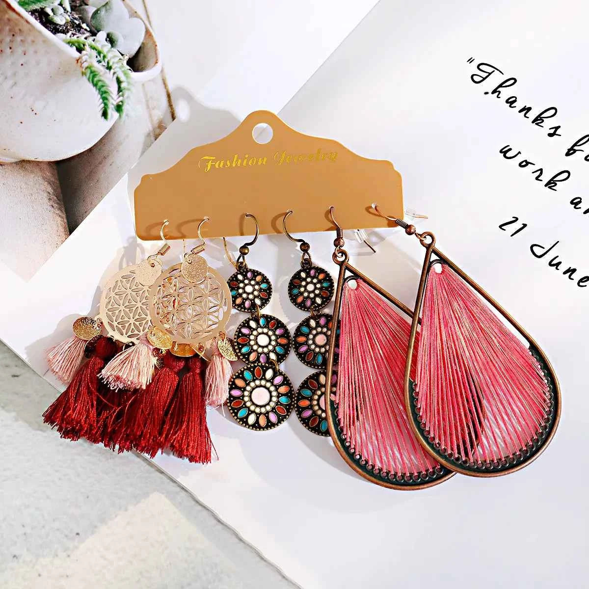 Boho Ethnic Dangle/Round Earrings For Women Vintage Fashion 2024 Earrings Sets Pendientes Earring Unusual Pendant Jewelry Female