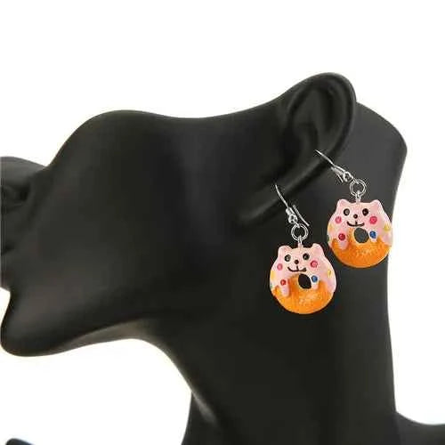 1Pair Women Drop Earrings Flatback Resin Fake Food Donuts  Jewelry  Dangle Earrings
